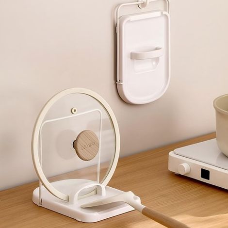 Égouttoir de comptoir - Porte-ustensiles de cuisine - Rangement pour couvercles de casseroles - Porte-cuillères multifonctionnel - Étagère de rangement - Organisateur de comptoir - Blanc - ABS Blanc (1/5)