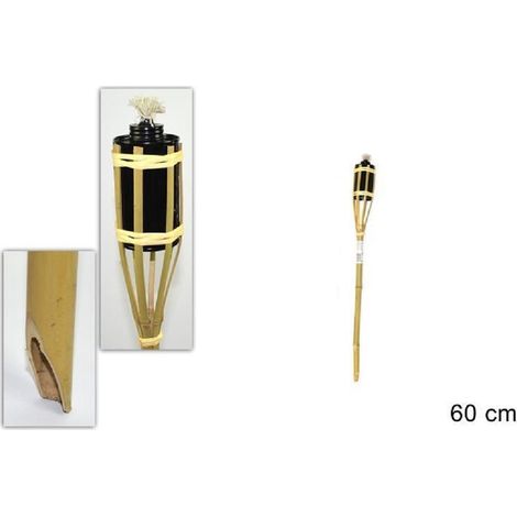 TrAdE Shop Traesio - Fiaccola Bambù Bamboo 60cm Esterno Giardino Luce Torcia Stoppino Bt-a60 Ro000441 - (1/2)