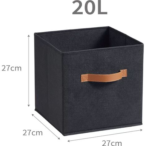Aufbewahrungsbox aus Stoff ohne Deckel – 20 l, schwarz beschichtet, 27 x 27 x 27 cm