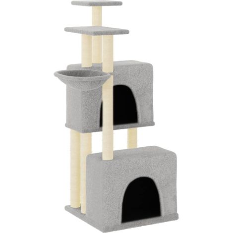 Tiragraffi per gatti Mobili per arrampicata su torre Tiragraffi piattaforma da arrampicata con tiragraffi in sisal leggero 122 cm grigio 020022555