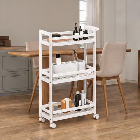 Table basse coloris blanc en bambou 55 x 20 x 75 cm (1/5)