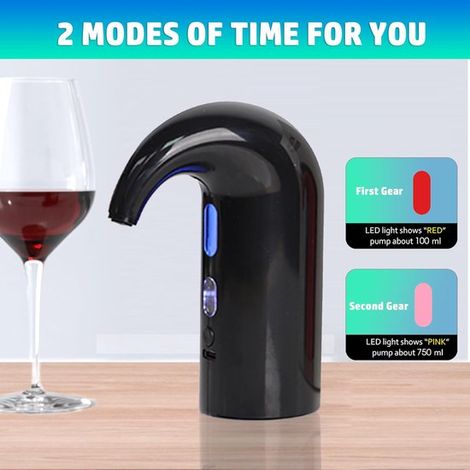 Aireador y vertedor de vino eléctrico，Dispensador de vino con bomba para vino tinto y blanco，Recargable mediante USB-C (1/5)