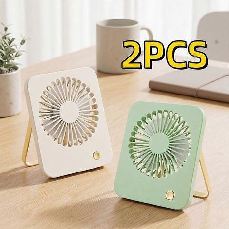 2 Stück USB-Miniventilatoren, leise, faltbar, ultradünn, 180° verstellbar, zum Aufhängen oder Aufstellen, tragbarer Tischventilator für Studentenwohnheime, Büros, Küche, Nachttisch und Outdoor (1/5)