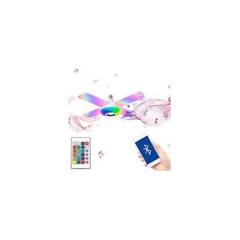 Ventilateurs de plafond avec éclairage intégré et haut-parleurs RGB réglables, commande vocale et télécommande incluse, culot E27, étanches IP44, usage intérieur et extérieur – idéal pour fêtes et fes (1/5)