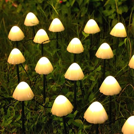 Guirlande Lumineuse Solaire Extérieure 12 LED Lampe Solaire Champignon de Jardin et Guirlande Lumineuse 3.8M - 8 Modes de Lumières Solaires Imperméables Blanc Chaud pour Mariages, Fêtes et Chemins (1/5)