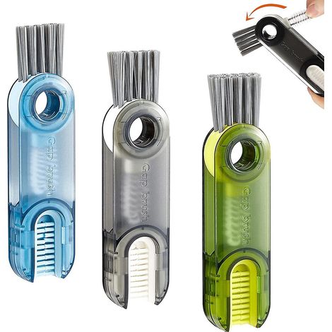 brosse Bouteille Trois En Un, 3 Brosses De Nettoyage Portables Pour Bouchon De Tasse, Brosses De Nettoyage Pour Bouchon De Bouteille D'eau De Cui (1/5)