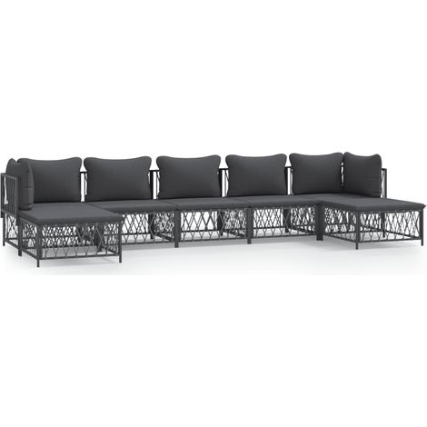 Maison Exclusive - Set Salotto da Giardino 7 pz con Cuscini Antracite in Acciaio (1/5)