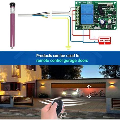 220V AC 2 Canaux Sans fil Commutateur de Télécommande, Récepteur RF Module de Relais 433 mhz avec émetteur Marche/Arrêt pour Porte deGarage, Lumière, Usage Domestique (1/5)