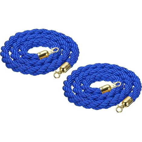 Corde Barrière Torsadée 6.6 Ft/2 m Pour Poteaux Bleu Doré (1/5)