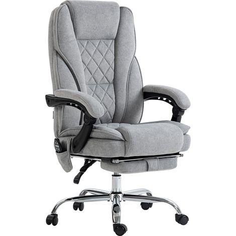 Fauteuil de bureau manager massant chauffant velours JULIA gris (1/5)