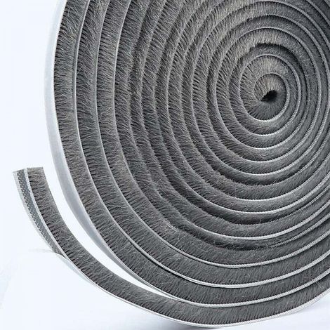 Bande d'étanchéité antiadhésive grise 5 m x 15 mm pour porte coulissante, cache-poussière, trou de montage, rail de guidage, isolation (1/5)