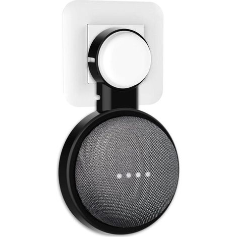 Schwarze Wandhalterung für Google Home Mini/Nest Mini (2. Generation): platzsparende Lösung und Kabelmanagement für angeschlossene Lautsprecher. (1/5)