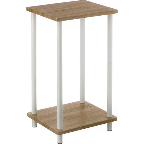 Étagère de Sol avec 2 étagères en MDF et métal Naturel et Blanc (1/4)