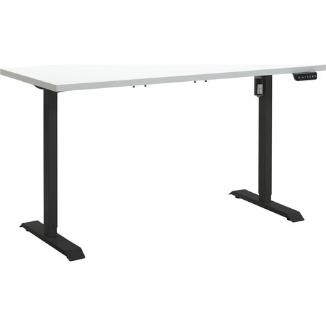 Scrivania Regolabile in Altezza Standing Desk Con 4 Altezze Display Integrato (150x69 cm) Bianco Laccato e Nero (1/5)