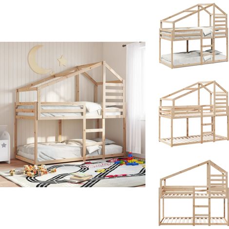Etagenbett ohne Matratze 90x200 cm Massivholz Kiefer - Kinderbett - Jugendbett - Etagenbett - Hochbett - Holzbett (1/5)