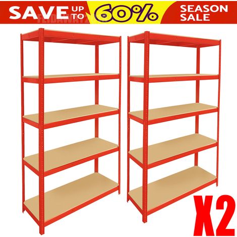 2X Racking Shelving 5 Tier Garage Storage Racks Heavy Duty Shelves Organization (1/5)