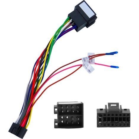 Câble Adaptateur 16 Broches vers ISO, Adaptateur Harnais de Câblage Autoradio, pour Prise Standard Stéréo Radio de Voiture Android avec Lignes de Commande au Volant et Inverse