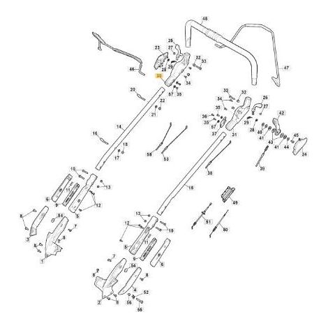 GIUNZIONE SUPERIORE DX ALLUMINIO MANIGLIA TOP MP2 VGA ORIGINALE STIGA - 381007580/0