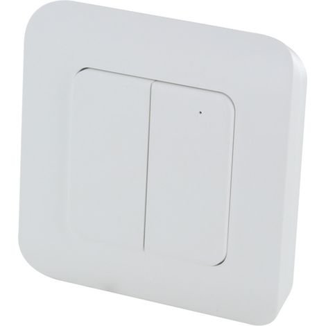 Interrupteur double sans fil 433 MHz – Compatible DiO Hub – Pour installation intérieure – PVC blanc (1/5)