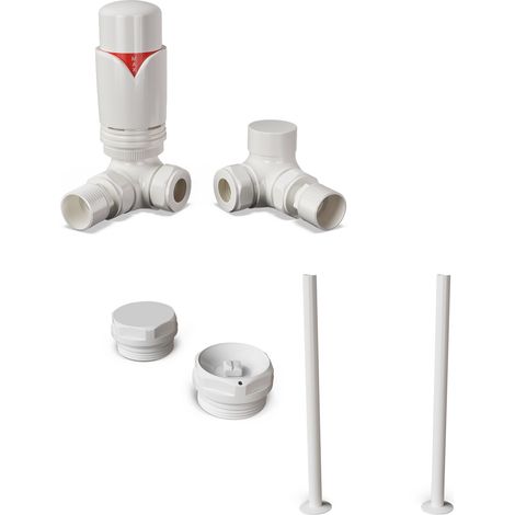Derry Bold - Thermostatic Radiator Valve & Accessory Kit - White Corner 15mm