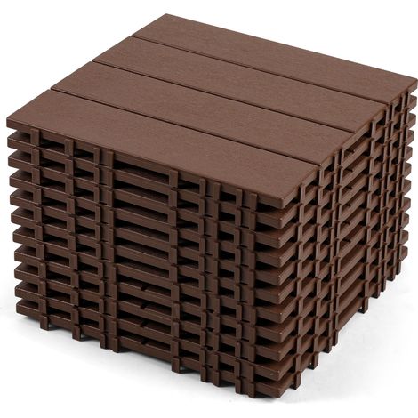 Jopassy 11 Piastrelle per patio, Piastrelle in plastica per pavimenti con sistema a clic per giardini, 30x30 cm, Antracite (1/5)