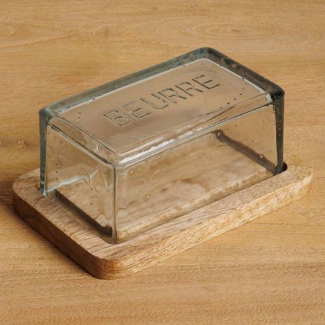 Beurrier verre base bois 11x17x8cm (1/5)