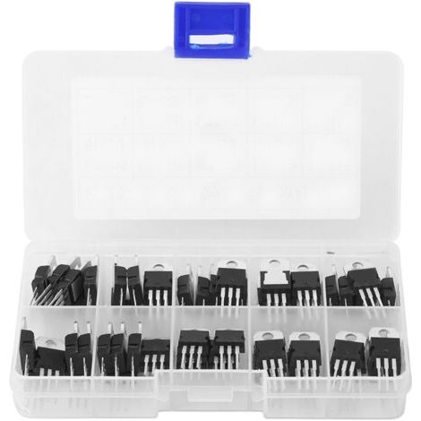 Kit de 60 transistors L7805CV LM317t (10 valeurs différentes) avec boîte de rangement