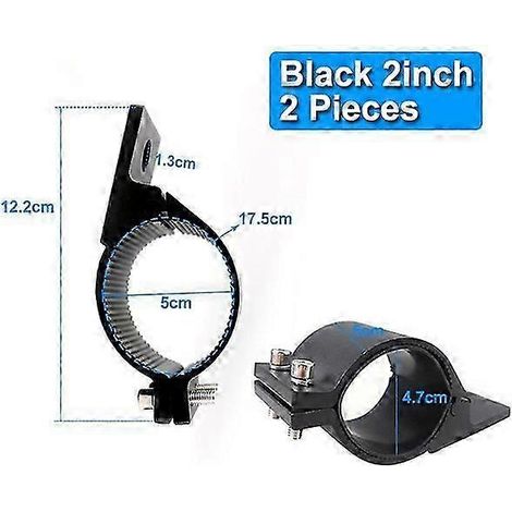 Support de fixation pour barre lumineuse LED, tube lumineux de travail, porte-bagages, arceau de sécurité, pare-chocs, pour bateau, camion, quad, moto, vélo (2 pouces, noir) (1/5)