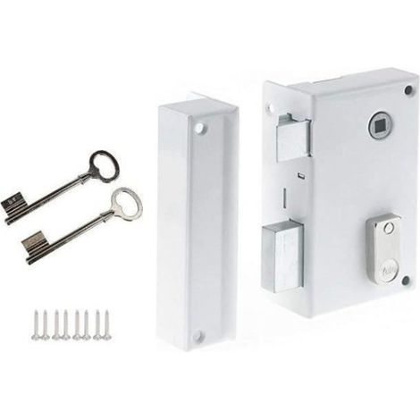 Serrure - YALE - YAV37G - Applique verticale a fouillot Gauche - Blanc - 2 Clés fournies - Grille et Portail (1/5)