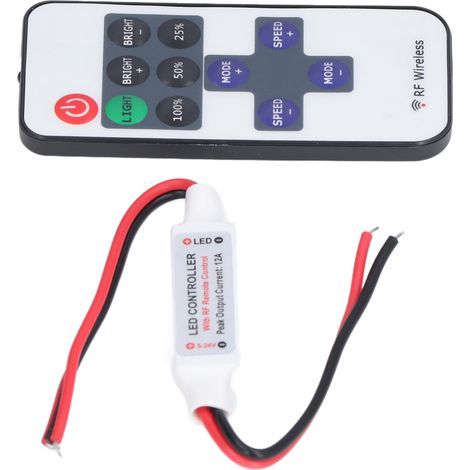 Funkfernbedienung mit 11 Tasten, kabellos, Mini-LED-Controller, Dimmer, rot-schwarze Kabelschnittstelle (1/5)