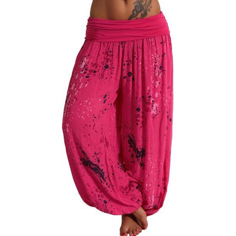 Pantalon harem bohème pour femme, pantalon harem ample et décontracté pour le yoga (1/4)