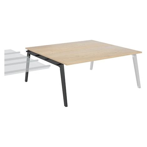 Pôle de 2 bureaux suivants chêne clair piètement anthracite RAL 7016 + goulotte L 180 cm - Exprim - Maxiburo (1/2)