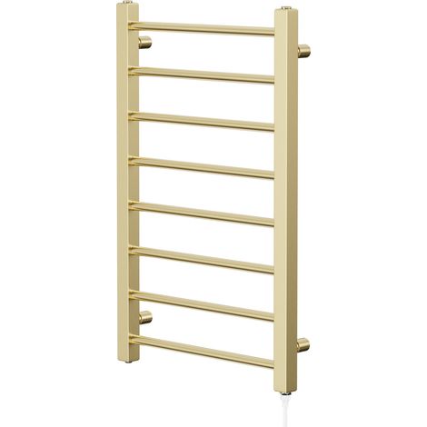 Cohen Brushed Brass 800mm x 500mm Straight Electric Heated Towel Rail (1/5)