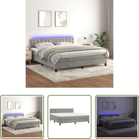 vidaXL Matelas à ressorts ensachés - Sommier à lattes de lit matelas et LED Gris clair 160x200 cm (1/5)