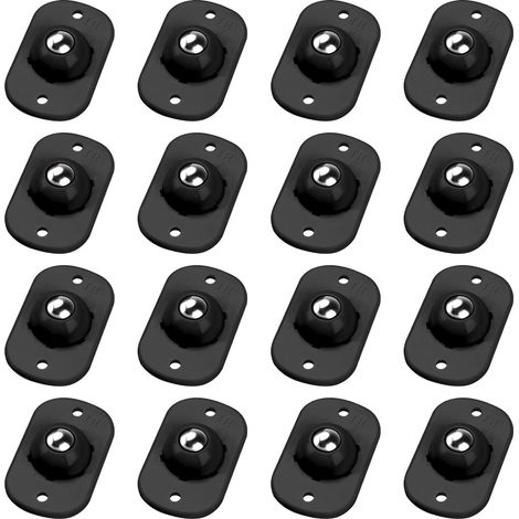 Petites Roulettes de Meuble, Roulettes Universelles en Acier Pivotantes à 360°, Roulettes Plates pour Petits Appareils,Bacs (16 PCS, Noir) (1/5)