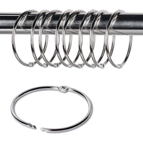 Set di 20 anelli per tende da doccia in metallo, apertura 35 mm, per appendere tende da doccia e aste per tende, adatti anche come anelli per libri, ideali per camere da letto e bagni, color argento