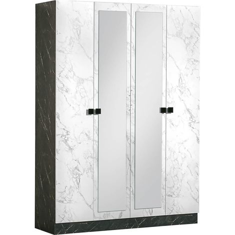 RAKHAM - Armoire 4 Portes avec Miroir Central (1/4)