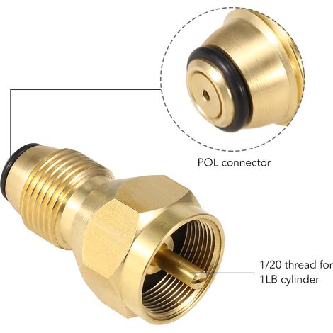 Adaptateur POL de sécurité pour recharge de Propane, Valve de régulation en laiton massif, recharge de réservoir de GPL, coupleur de remplissage de cartouche pour petits cylindres de 1LB (1/5)
