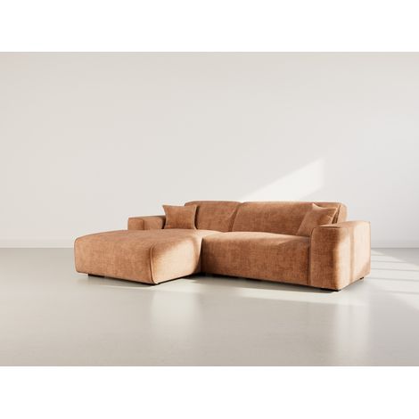 Lison - canapé d'angle gauche 4 places en velours texturé - terracotta (1/5)