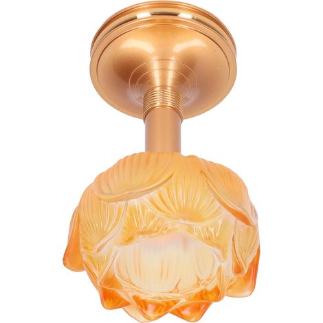 Lotus en verre pour lampe à huile bouddhiste, bougeoir domestique pour autel, lampe lotus offrande (emballage carton kraft, sans bougie, modèle taille moyenne, bougeoir ambre) (1/5)