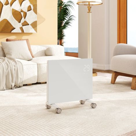 Radiateur électrique AICA NDJ1 1000W WiFi connecté verre blanc ultra-fin 70mm mobile mural