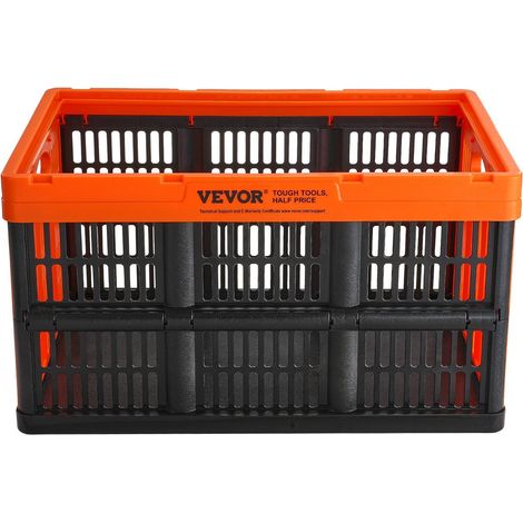 Panier de rangement pliable plastique 45L, lot de 3, conteneurs empilables avec poignées pour vêtements, jouets et courses (1/5)