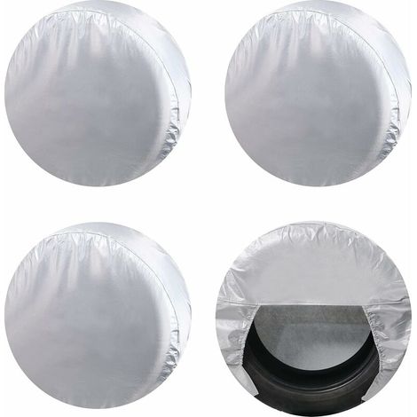 Cubiertas para neumáticos de RV (paquete de 4 plateadas), Oxford impermeables, protectores solares UV para camiones, RV, botes, remolques, caravanas y SUV. Se adapta a diámetros de 30 a 32 pulgadas. (1/5)