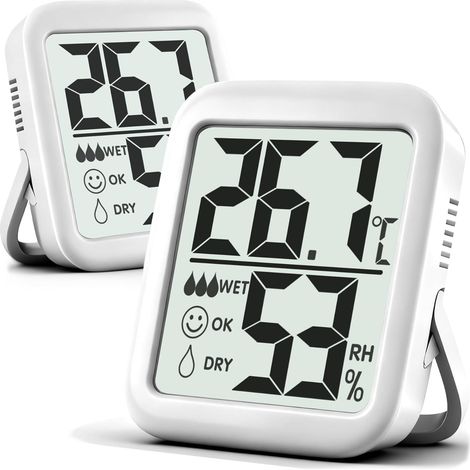 2 Pièces Hygromètre Intérieur, Thermomètre Intérieur pour la Maison, Moniteur de Température et Humidité pour la Chambre à Coucher, Bureau, Couveuse, Plantes, Reptiles - Batterie Incluse (1/5)