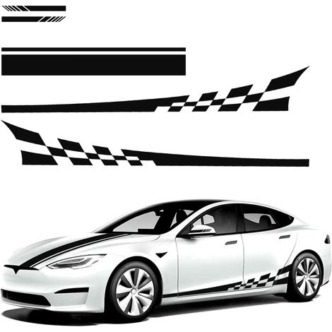 5 Stück Auto-Seitenaufkleber, Rückspiegel-Aufkleber, Motorhauben-Aufkleber, Motorsport-Aufkleber, dekorative Aufkleber-Set (schwarz)