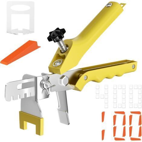 Croisillon Carrelage Autonivelant de 2mm, 1 Système de Nivellement de Carrelage, 400 Clips+ 100 Cales, Kit de Niveleur Carrelage Croisillons pour le Bricolage et les Professionnels