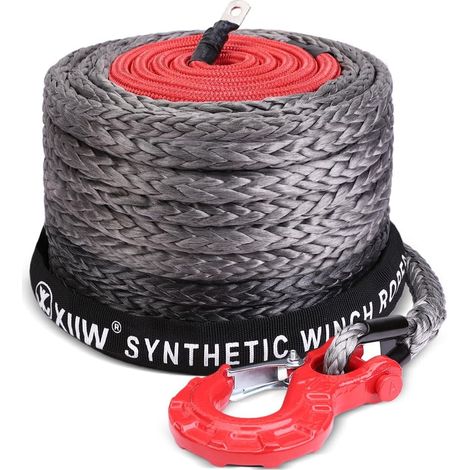 Crochet de protection amélioré, corde synthétique UHMWPE 20 500 lb, corde synthétique 10 mm x 28 m, corde de treuil pour treuil, corde forestière 9 299 kg, pour treuil de véhicule, treuil de camion