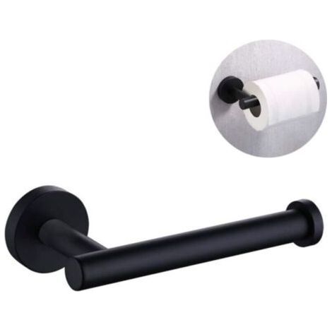 Stainless Steel Toilet Paper Holder, Semi-Open Toilet Paper Dispenser, Round Wall Mount for Bathroom and Kitchen, Black (1/4)