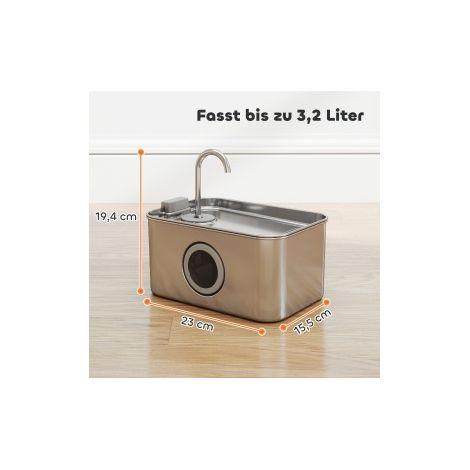 Fontaine à eau pour chat 3,2 L en acier inoxydable avec pompe silencieuse HAVRYA (1/2)