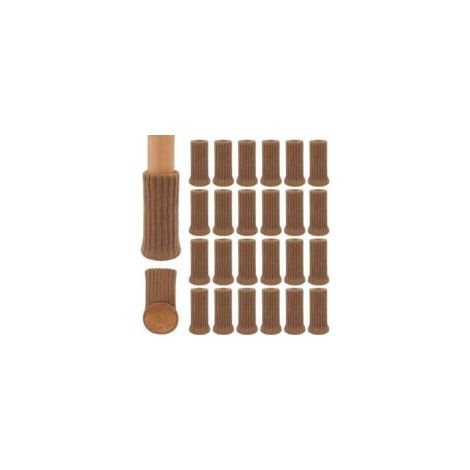 24 gestrickte Stuhlbeinschoner für Stuhlbeinschutz, Möbelbeinschutz, leichte Beweglichkeit und Geräuschdämpfung, 2,5 bis 5 cm Durchmesser, Braun-Crezuo